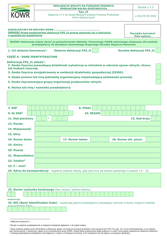 FPZ_f1 Deklaracja wpłaty na fundusze promocji produktów rolno-spożywczych