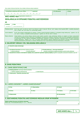 AKC-4/AKC-4zo (10) Deklaracja dla podatku akcyzowego 