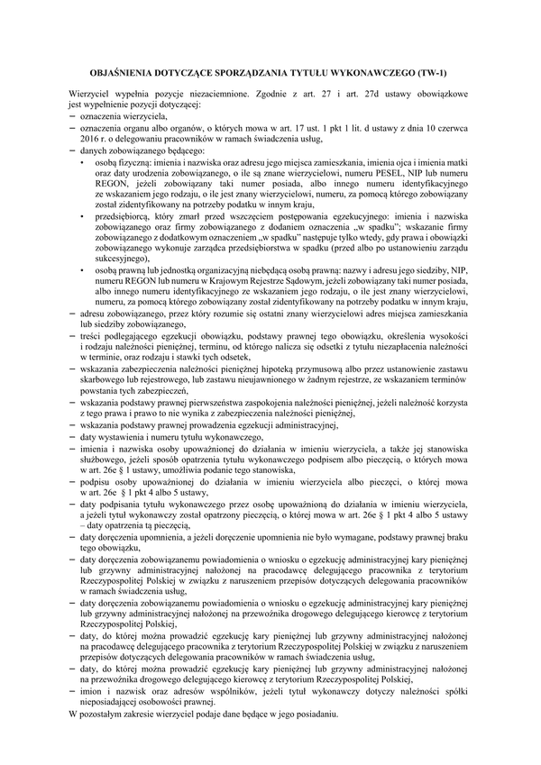 TW-1 (7) - Obj Objaśnienia dotyczące sporządzania tytułu wykonawczego (TW-1)