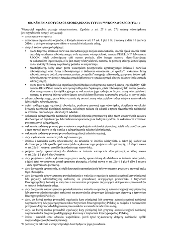 TW-1 Objaśnienia dotyczące sporządzania tytułu wykonawczego