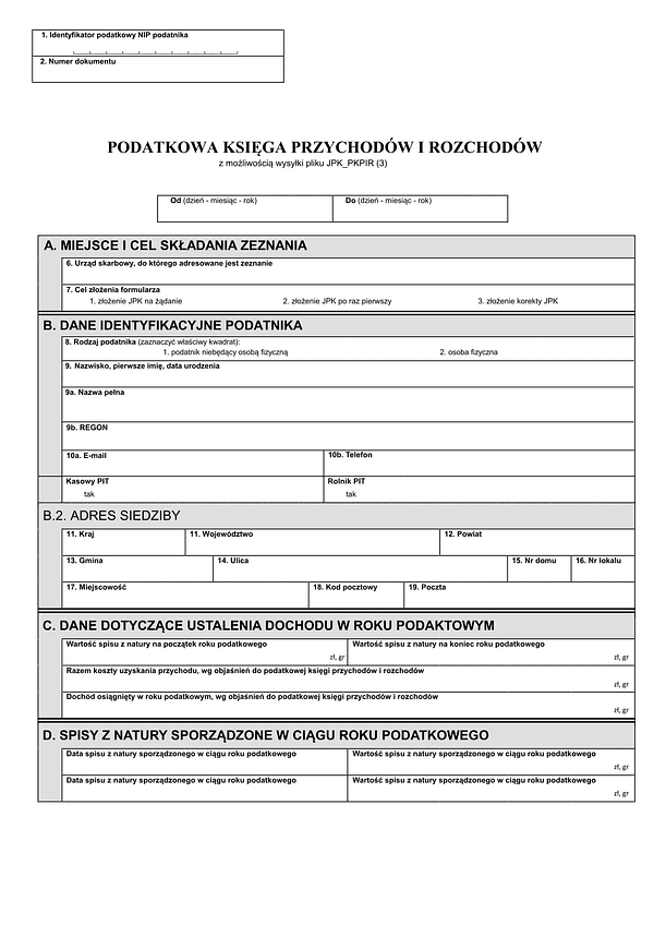 PKPiR Podatkowa Księga Przychodów i Rozchodów z możliwością wysyłki JPK_PKPIR (2)