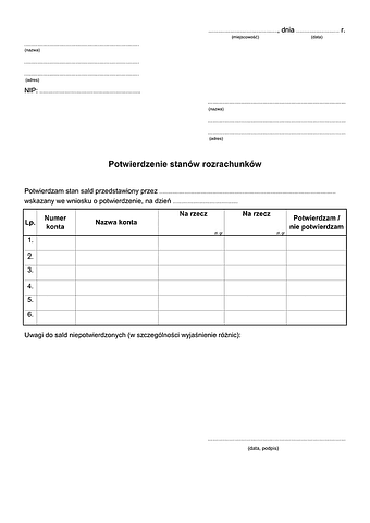 PSR Potwierdzenie stanów rozrachunków