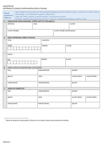 ZB mz Załącznik do deklaracji DM i DZ - Informacje o danych wspólników spółki cywilnej