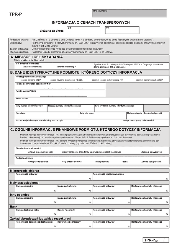 TPR-P (6) Informacja o cenach transferowych