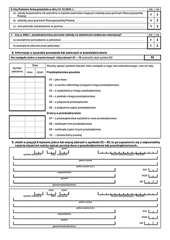 GUS SP (2025) s.2 Roczna ankieta przedsiębiorstwa za rok 2025 - załącznik strona 2