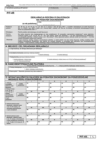 PIT-4R (13) (2026) Deklaracja roczna o pobranych zaliczkach na podatek dochodowy