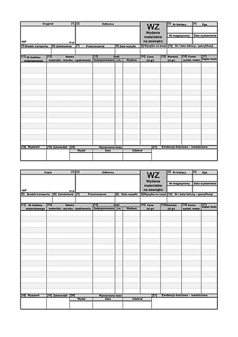 WZ Wydanie materiałów na zewnątrz