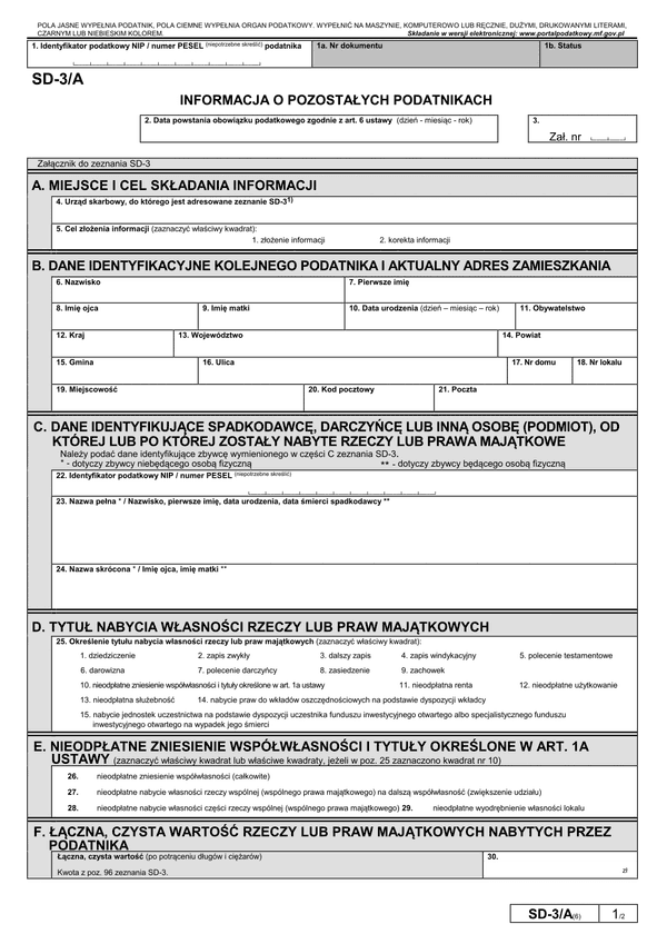 SD-3/A (6) Informacja o pozostałych podatnikach 