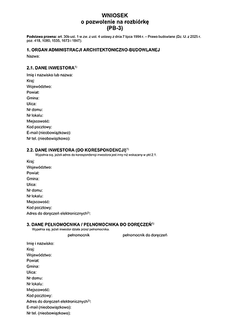 PB-3 Wniosek o pozwolenie na rozbiórkę
