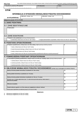 CIT/M (2) Informacja o wysokości minimalnego podatku dochodowego