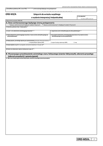 ORD-WS/A (6) Załącznik do wniosku wspólnego o wydanie interpretacji indywidualnej