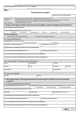 PPS-1 (4) Pełnomocnictwo szczególne