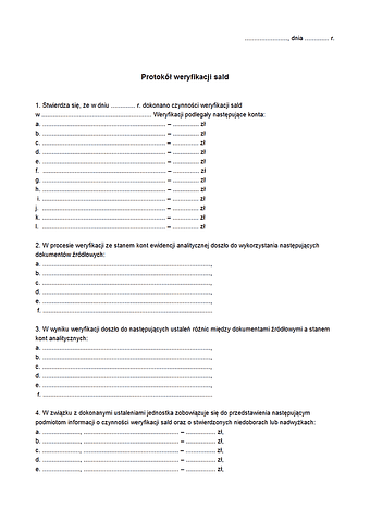 ProtS Protokół weryfikacji sald