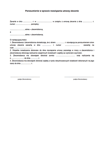 PRumZ Porozumienie w sprawie rozwiązania umowy zlecenie