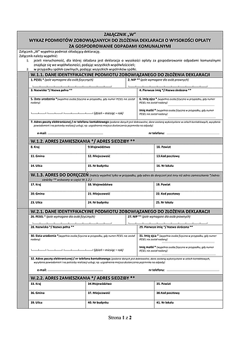 ILW-Wr (W) Wykaz podmiotów zobowiązanych do złożenia deklaracji o wysokości opłaty za gospodarowanie odpadami - załącznik do deklaracji o wysokości opłaty za gospodarowanie odpadami komunalnymi - Wrocław