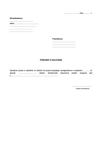 PoZ Podanie o zaliczkę