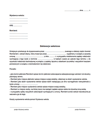 DWek Deklaracja wekslowa