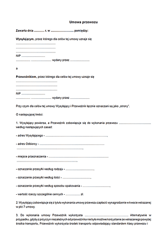 UmPrz Umowa przewozu