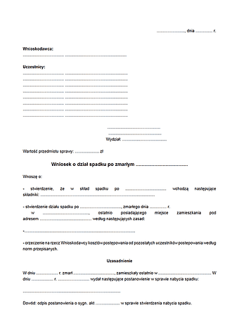 WoDS Wniosek o dział spadku po zmarłym