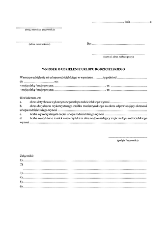 WoUUM Wniosek o udzielenie urlopu rodzicielskiego