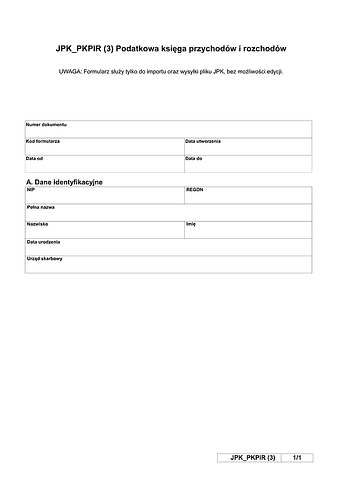 JPK_PKPIR (3) Podatkowa księga przychodów i rozchodów - wysyłka JPK