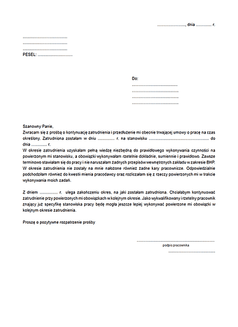 WPZ Wniosek o przedłużenie zatrudnienia