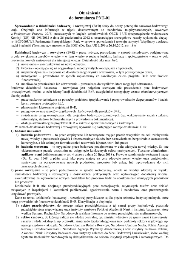 GUS PNT-01 obj (archiwalny) (2020) Sprawozdanie o działalności badawczej i rozwojowej za 2020 r.