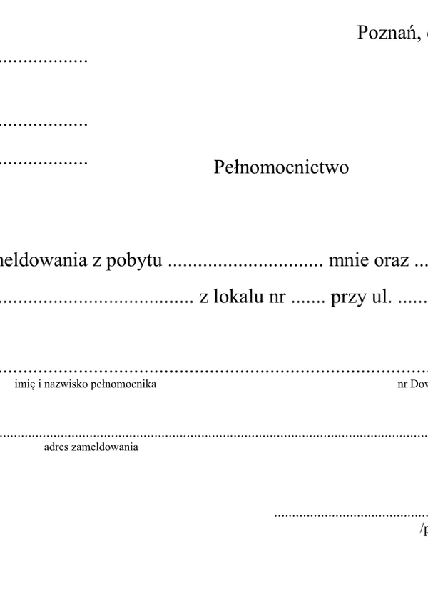 PdW-Po Pełnomocnictwo do wymeldowania - Poznań