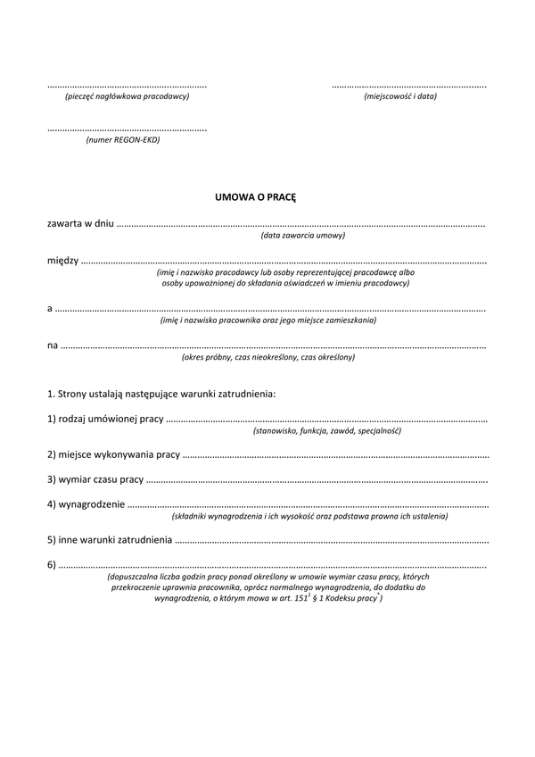 UoP (od 2016) (archiwalny) Umowa o pracę (okres próbny, czas nieokreślony, czas określony)